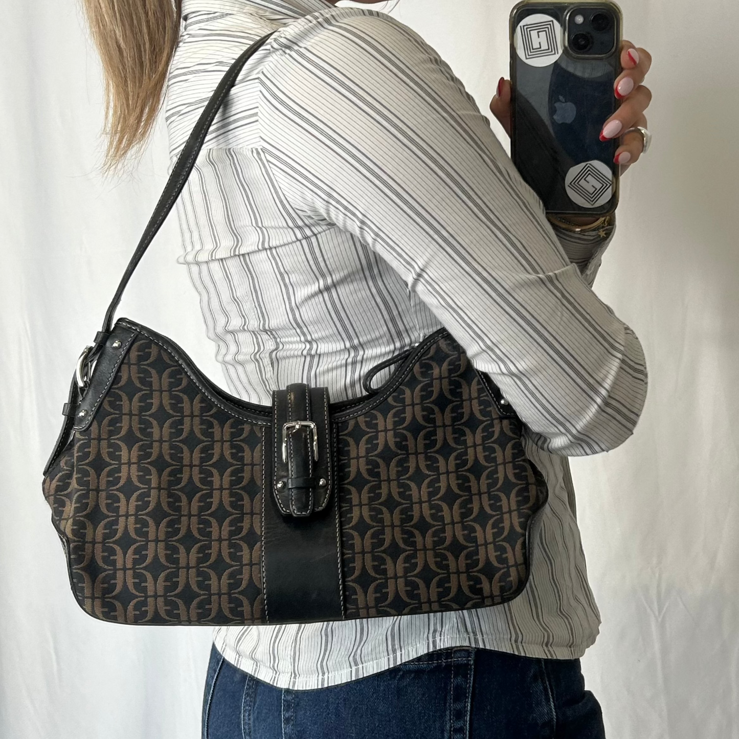 Vintage y2k style brown monogram shoulder bag
