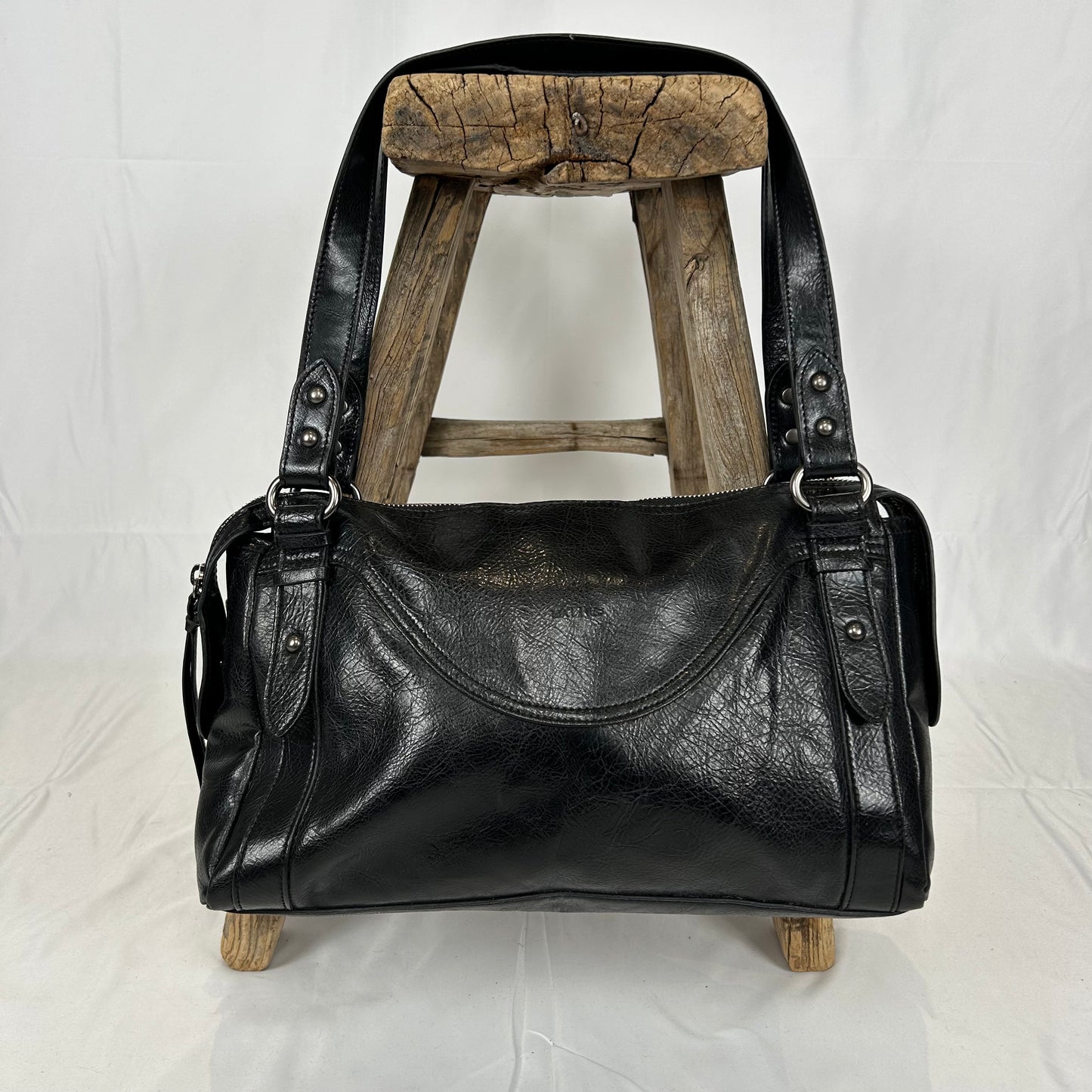 Vintage y2k style black leather shoulder bag