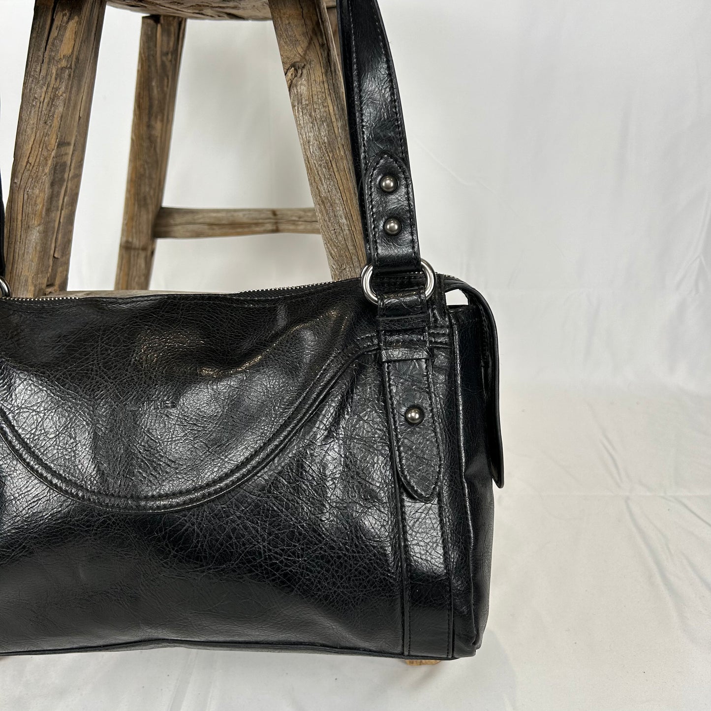 Vintage y2k style black leather shoulder bag