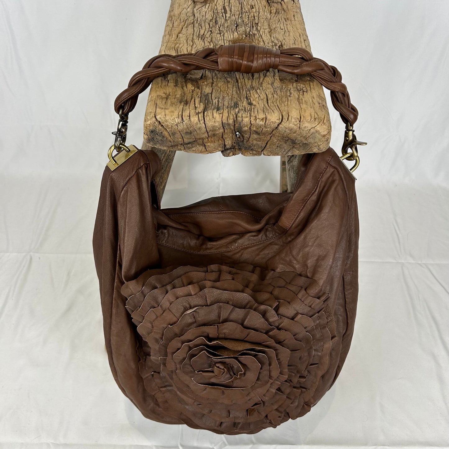 Vintage y2k style brown slouchy soft hobo shoulder bag