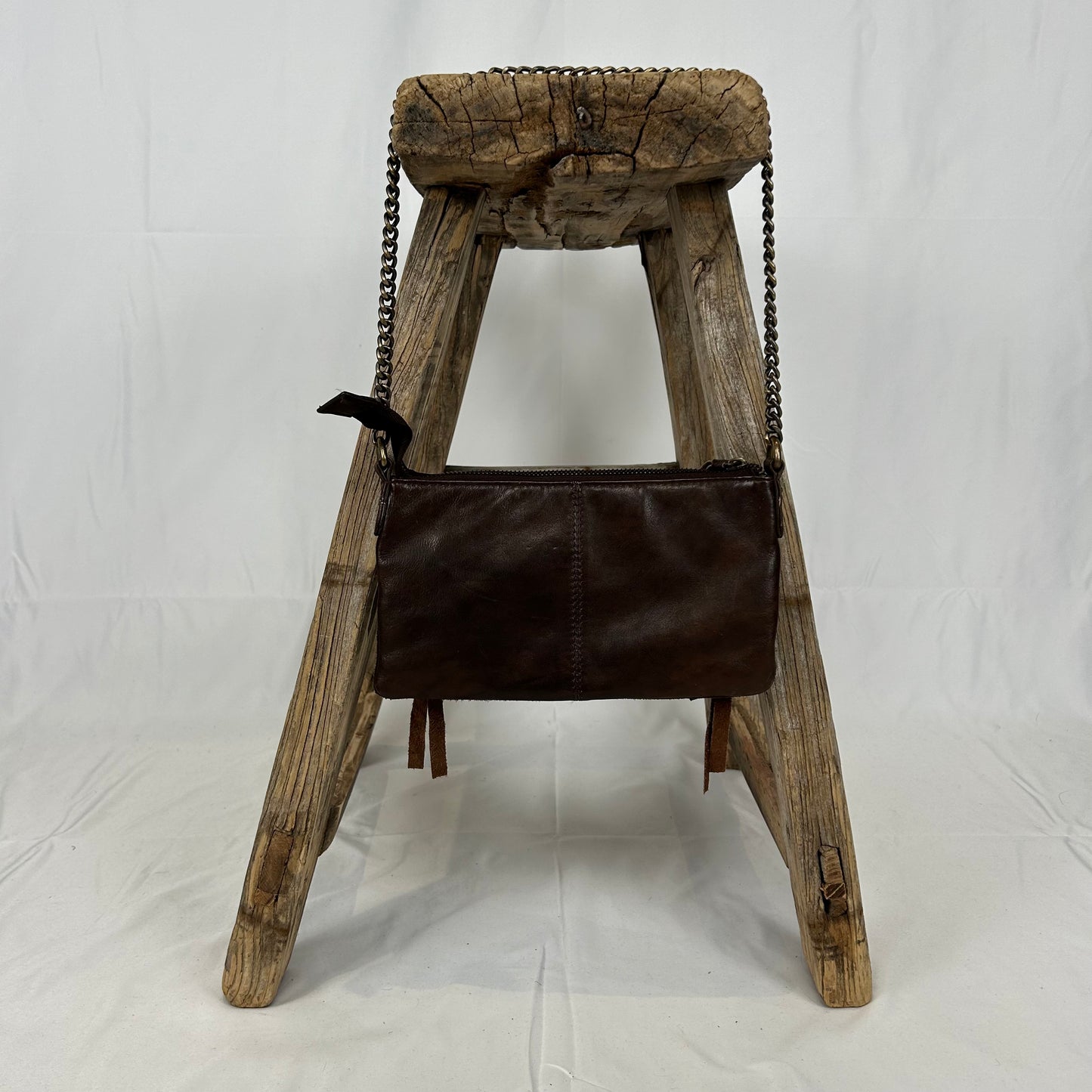 Vintage y2k style brown studded small leather shoulder bag