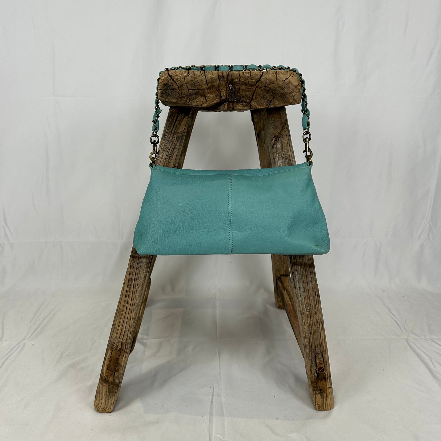 Vintage y2k style blue buckle leather shoulder bag