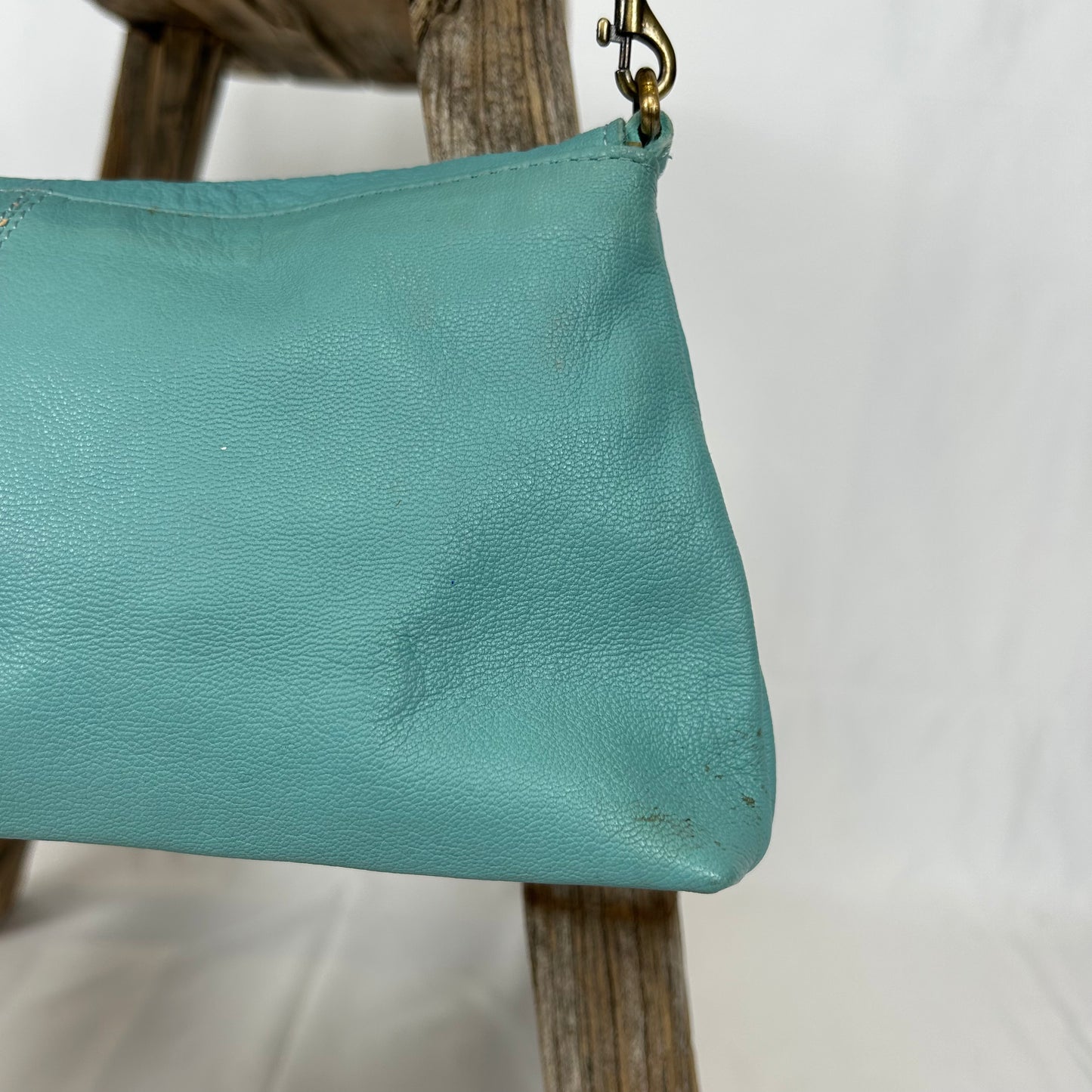 Vintage y2k style blue buckle leather shoulder bag