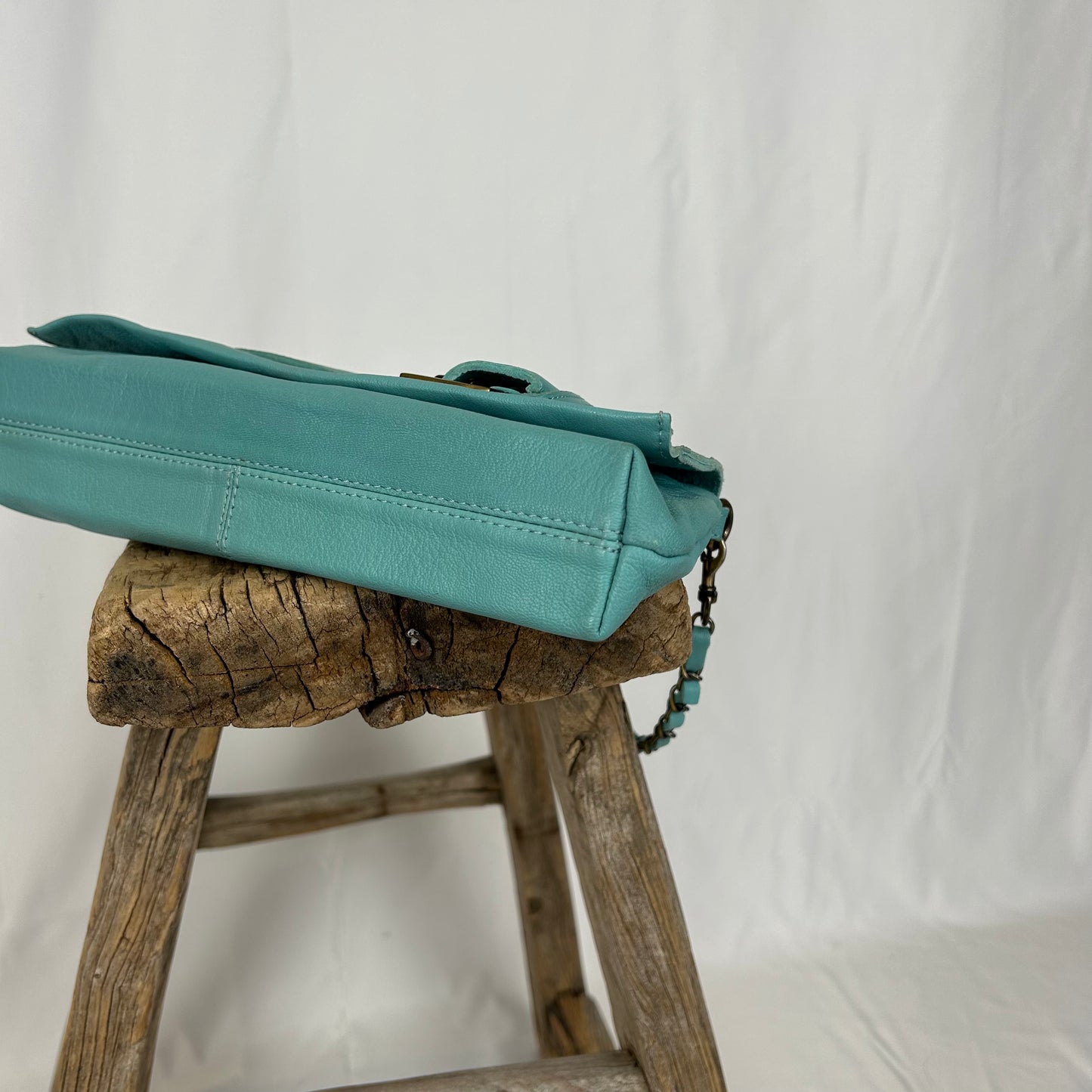 Vintage y2k style blue buckle leather shoulder bag
