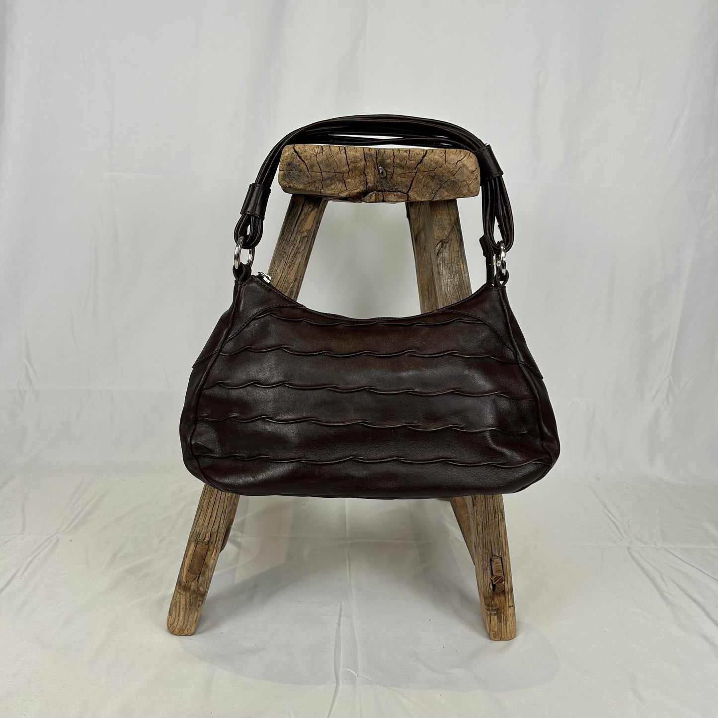 Vintage y2k style brown textured leather shoulder bag