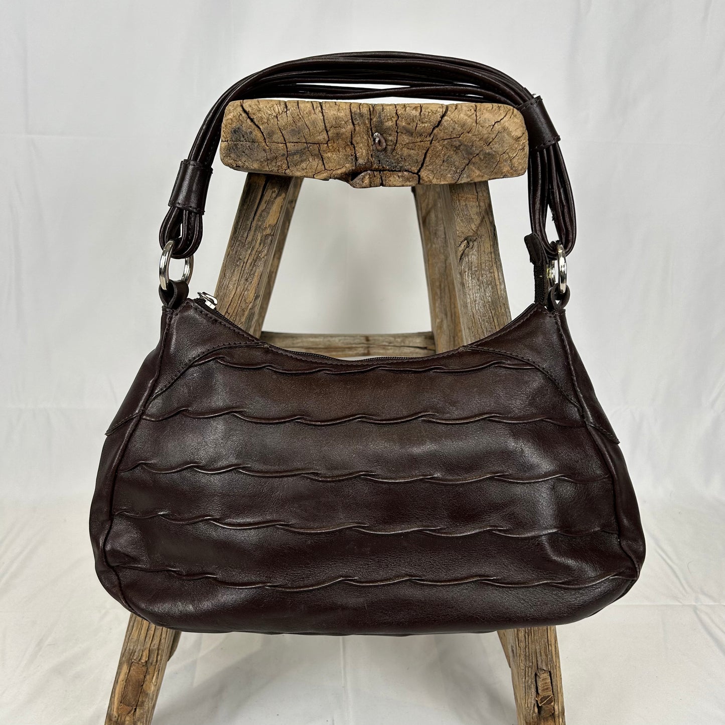 Vintage y2k style brown textured leather shoulder bag