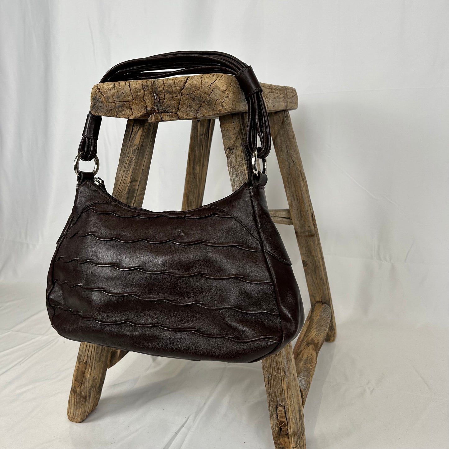 Vintage y2k style brown textured leather shoulder bag