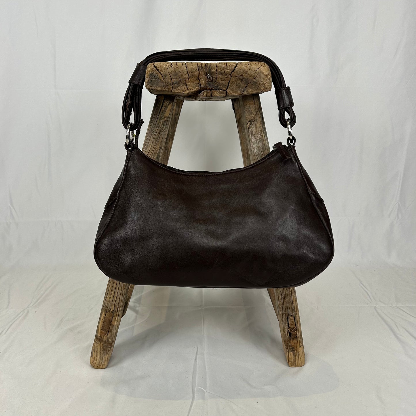 Vintage y2k style brown textured leather shoulder bag