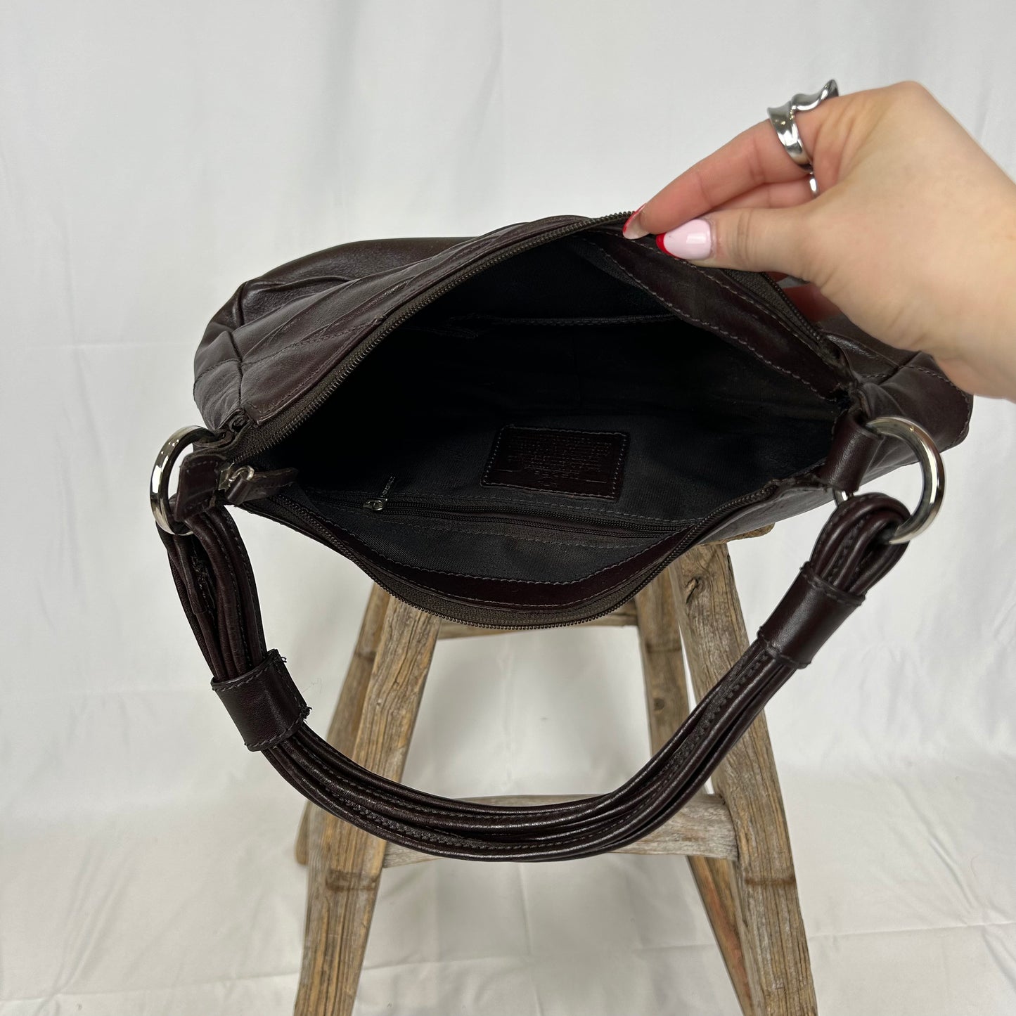 Vintage y2k style brown textured leather shoulder bag