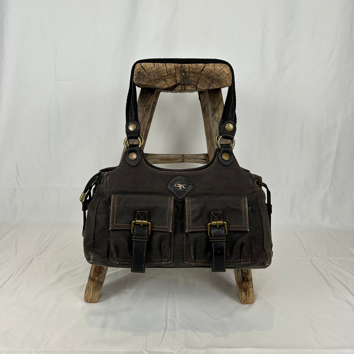 Vintage y2k style brown utility leather shoulder bag