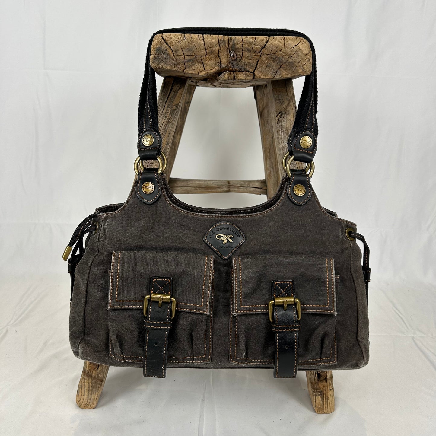 Vintage y2k style brown utility leather shoulder bag