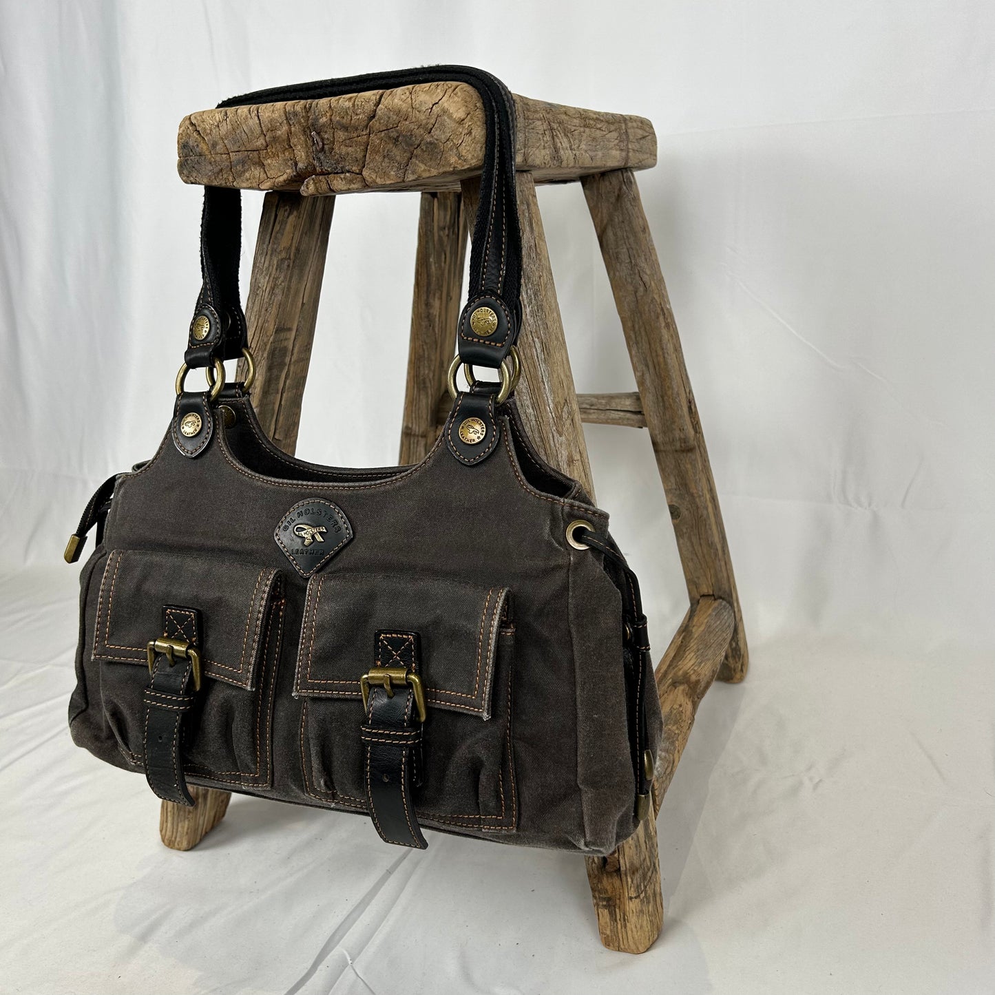 Vintage y2k style brown utility leather shoulder bag