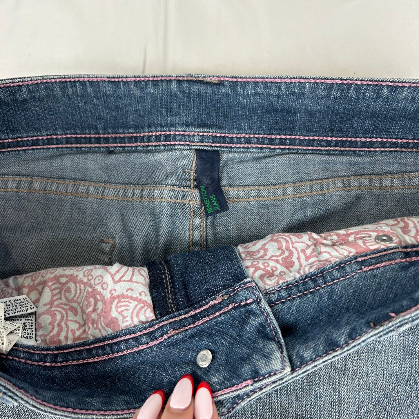 Vintage y2k style mid wash denim mini skirt