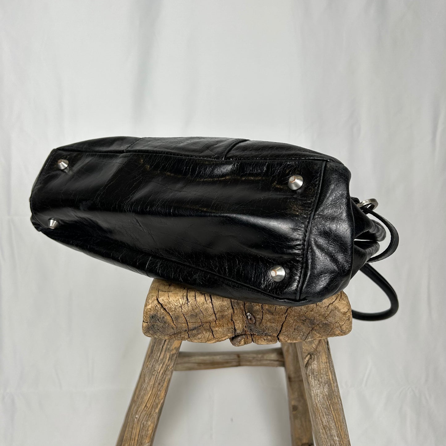 Vintage y2k style black leather shoulder bag