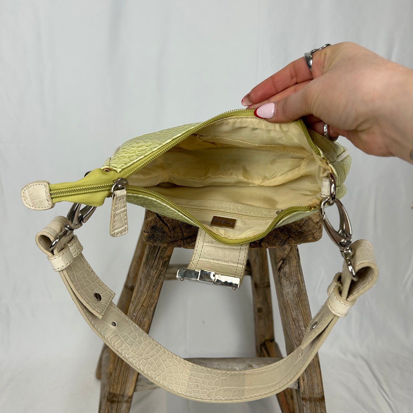 Vintage y2k style croc effect leather shoulder bag