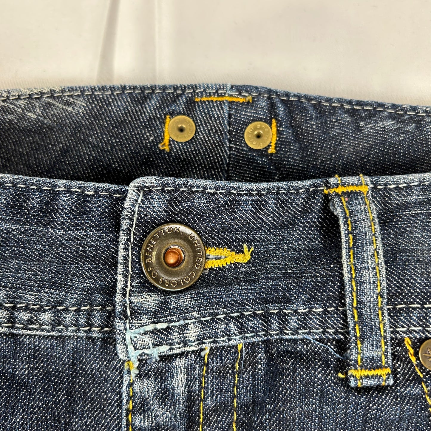 Vintage y2k style dark wash denim mini skirt