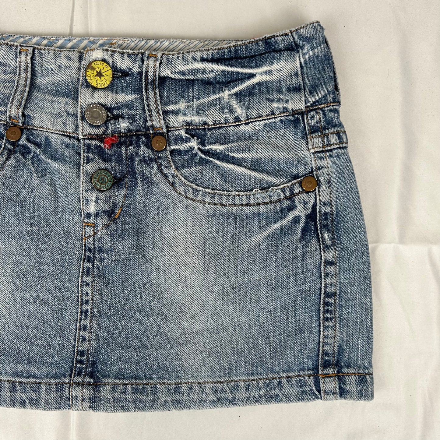 Vintage y2k style light wash denim mini skirt