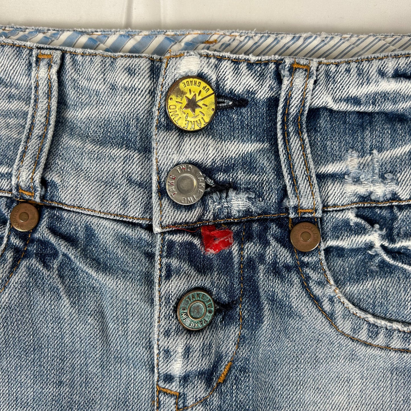 Vintage y2k style light wash denim mini skirt