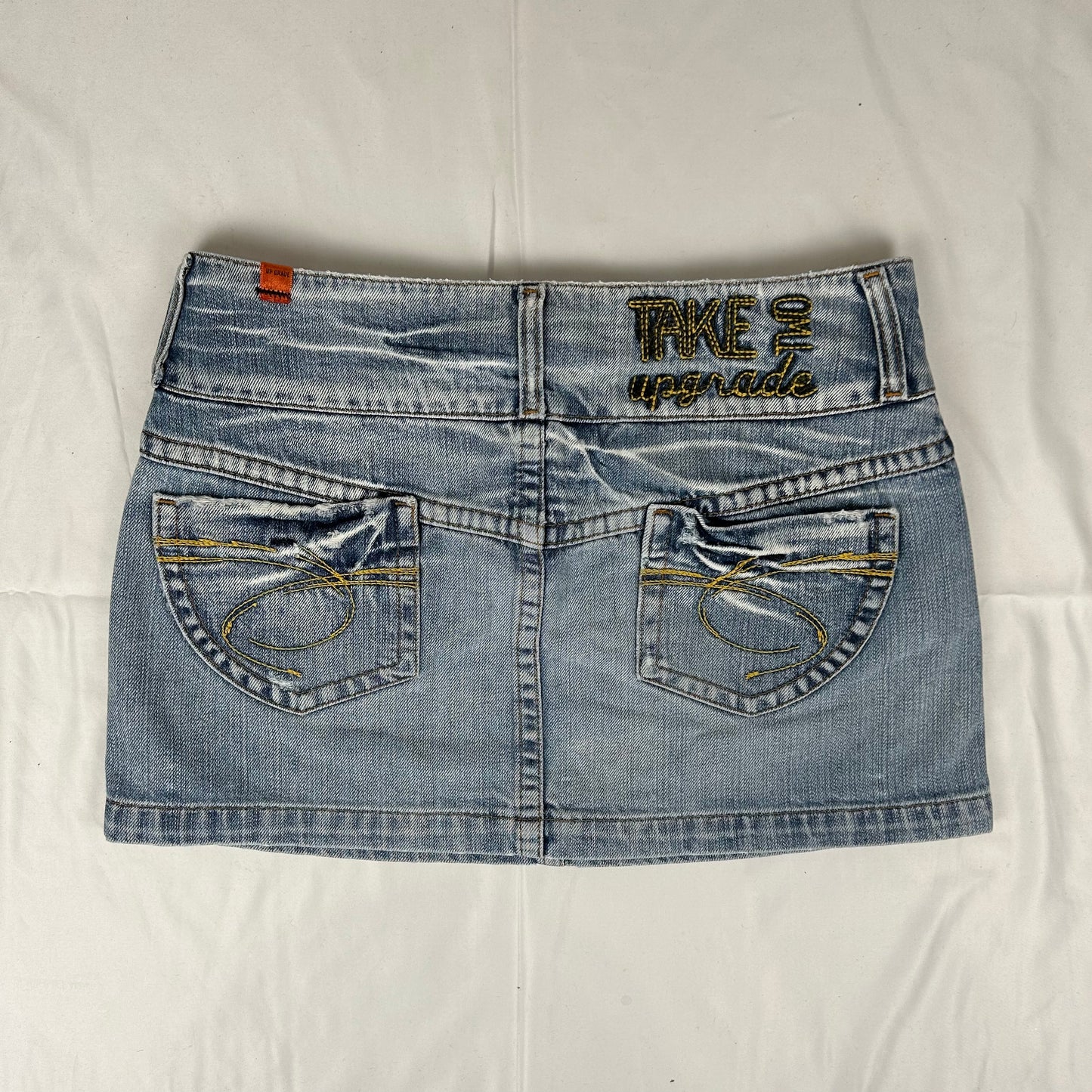 Vintage y2k style light wash denim mini skirt