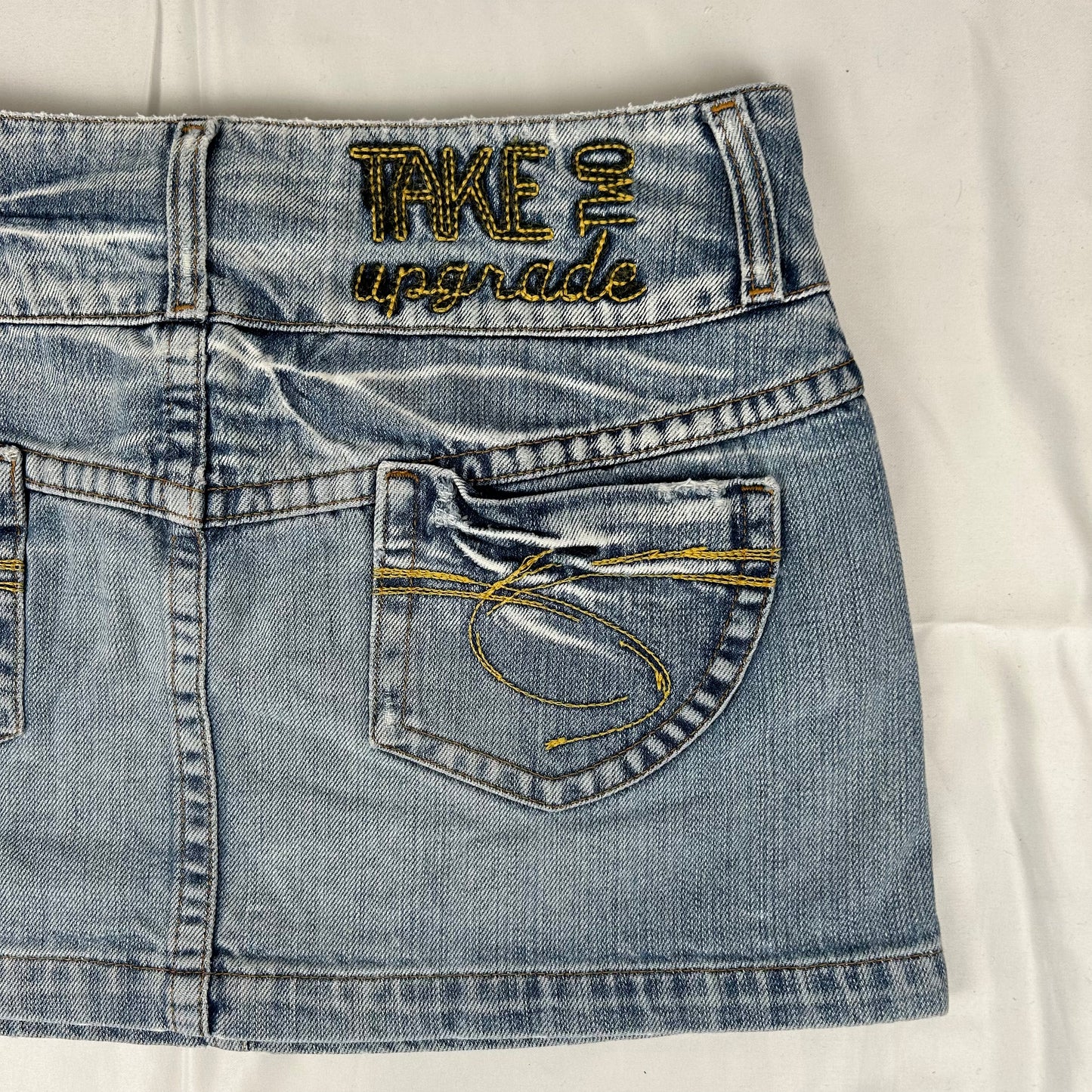 Vintage y2k style light wash denim mini skirt
