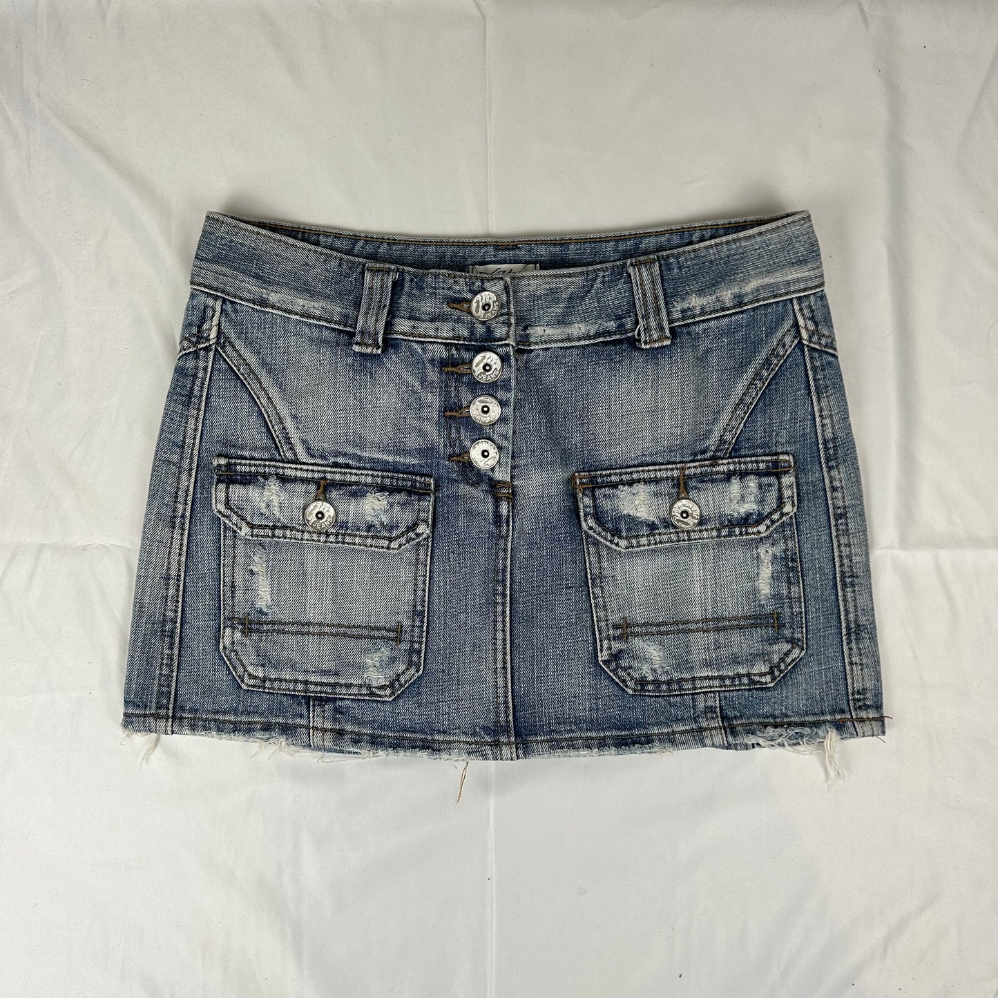 Vintage y2k style faded denim mini skirt