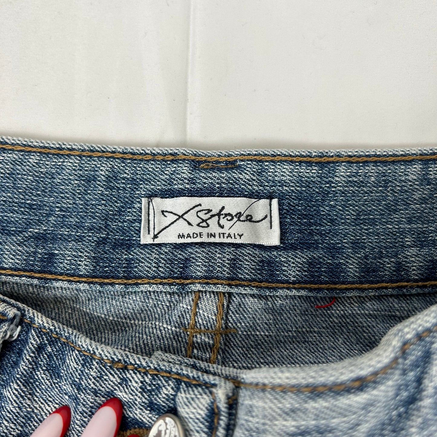 Vintage y2k style faded denim mini skirt