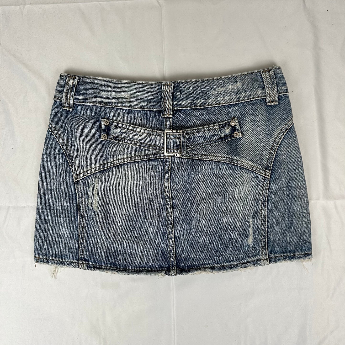 Vintage y2k style faded denim mini skirt
