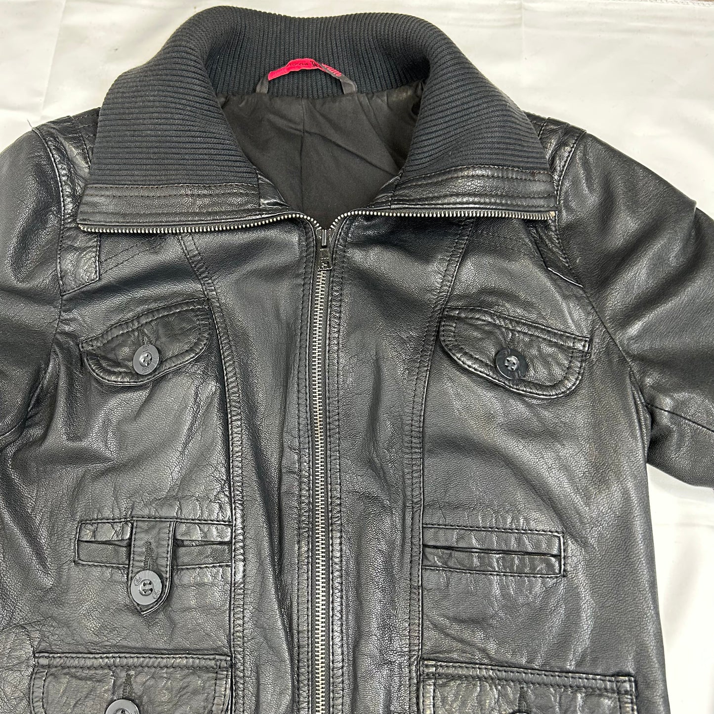 Vintage y2k style black leather jacket