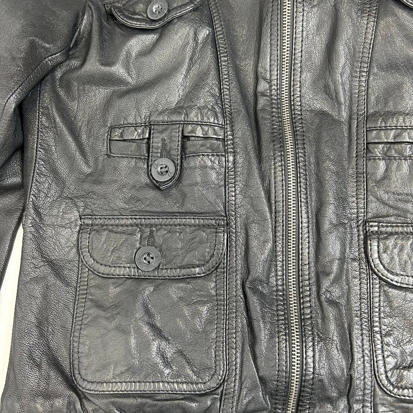 Vintage y2k style black leather jacket