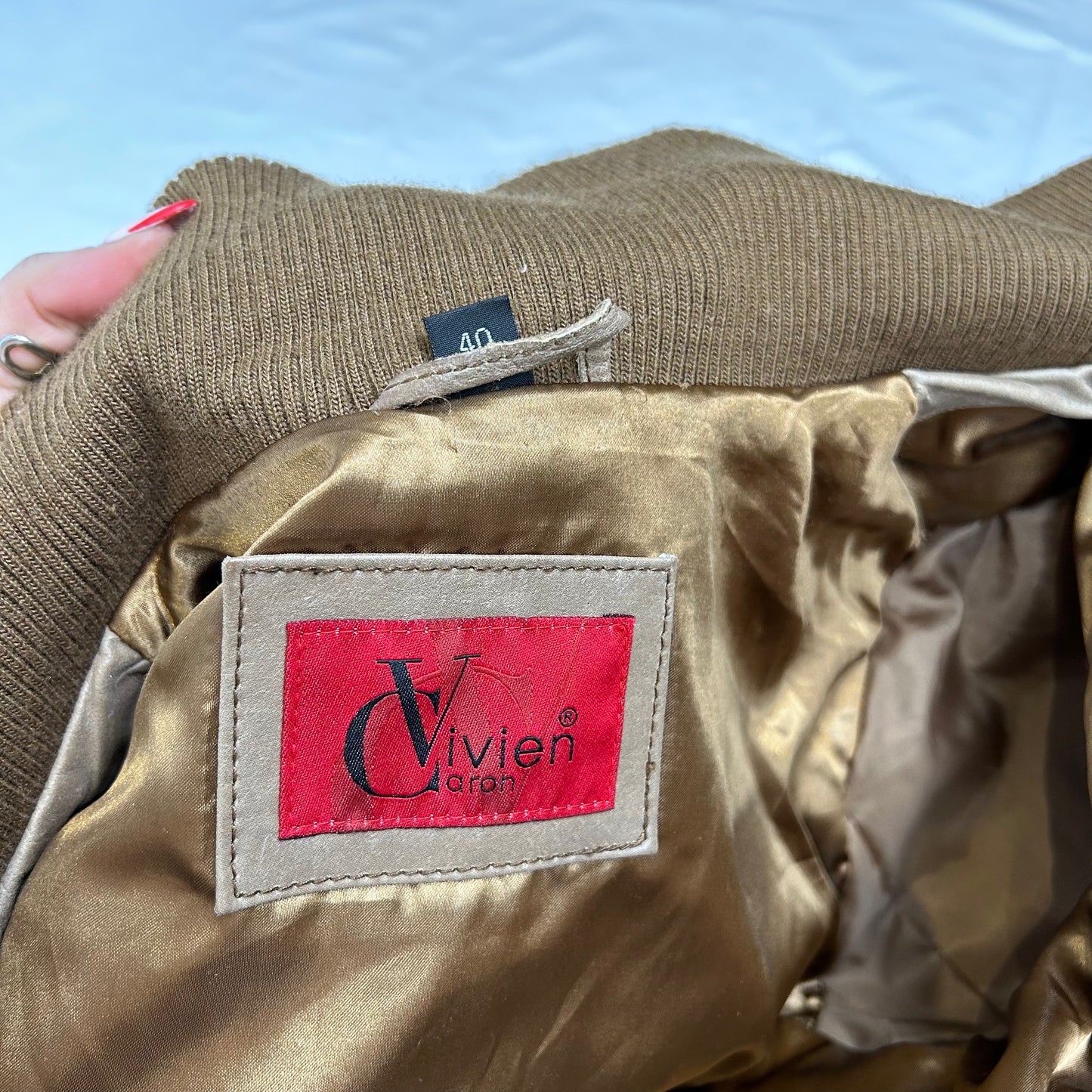 Vintage y2k style beige leather jacket