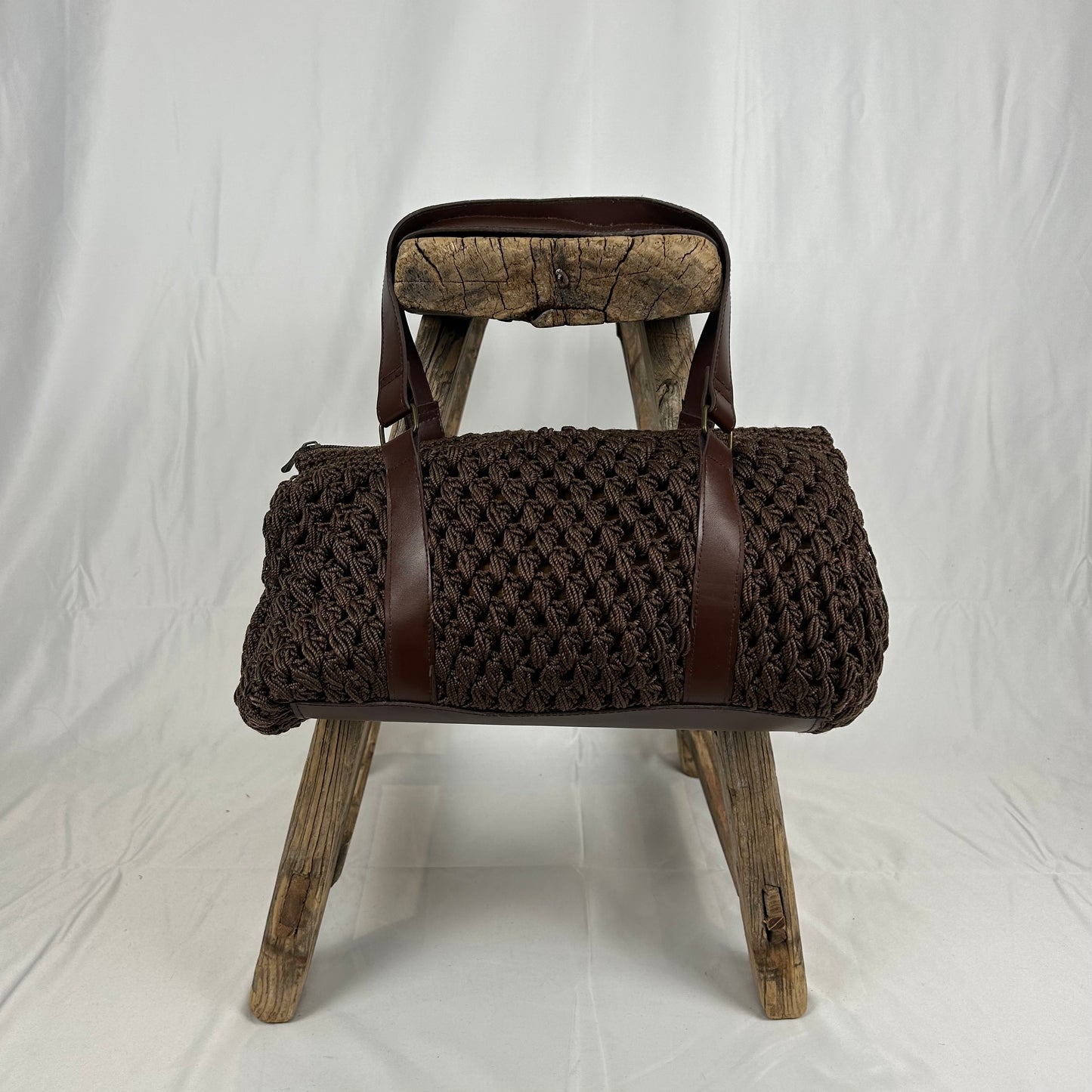 Vintage y2k style brown crochet shoulder bag