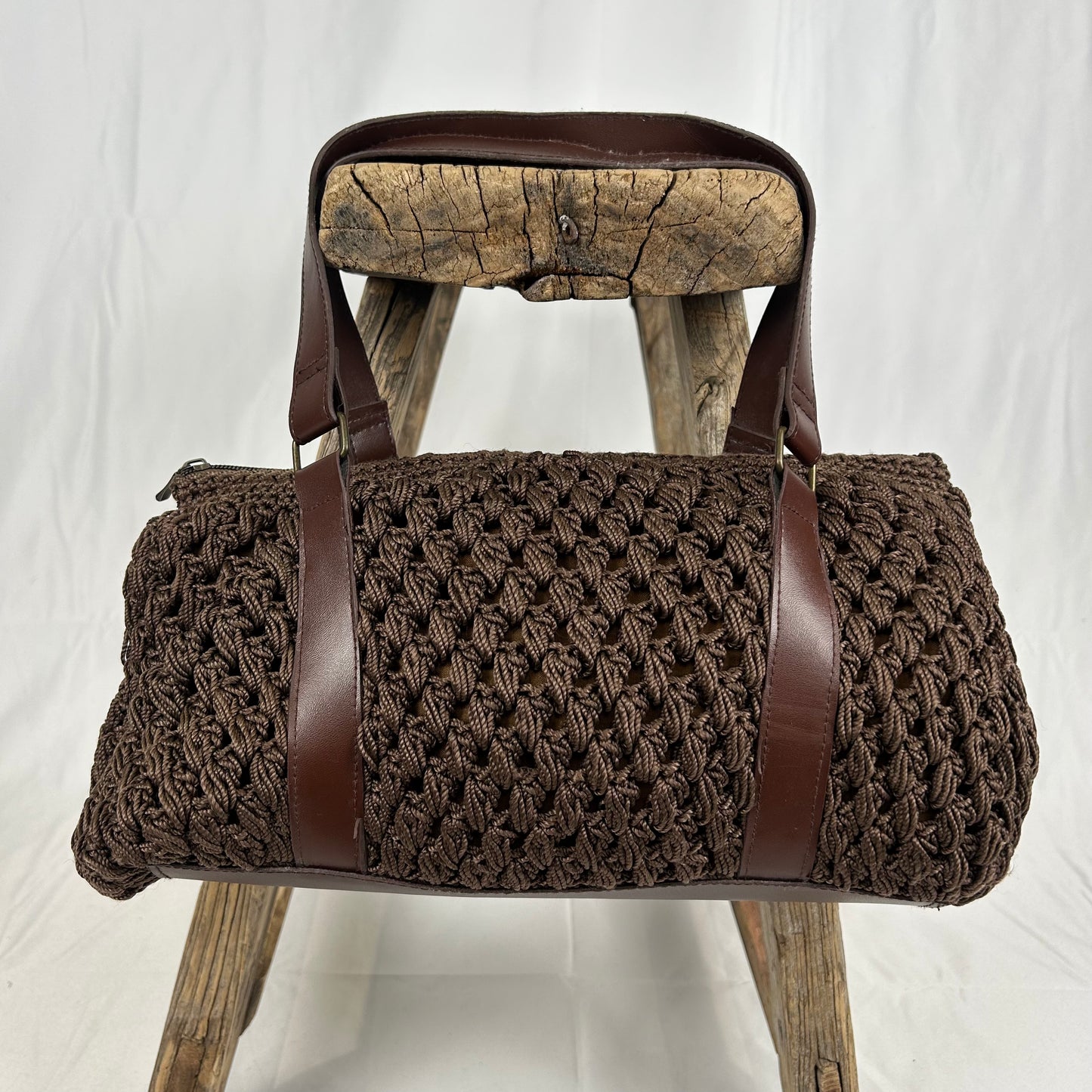 Vintage y2k style brown crochet shoulder bag