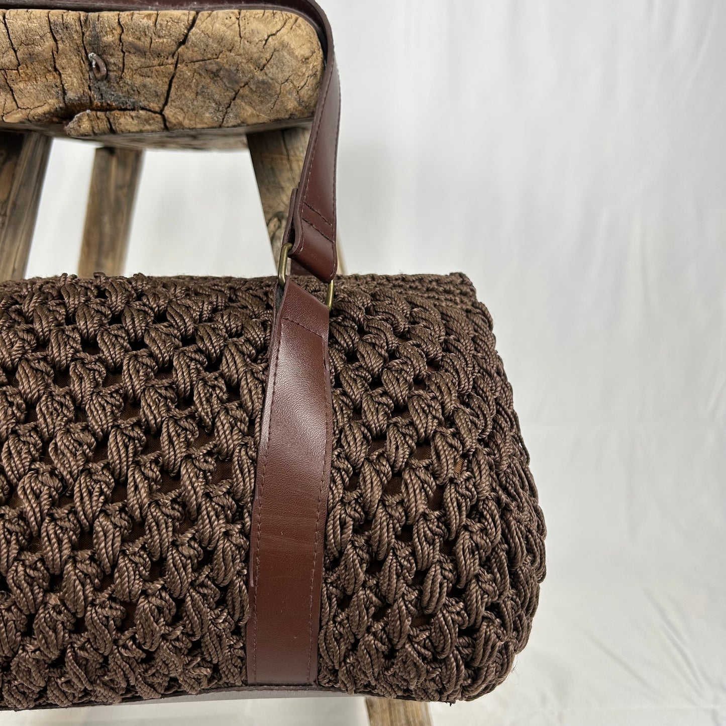 Vintage y2k style brown crochet shoulder bag