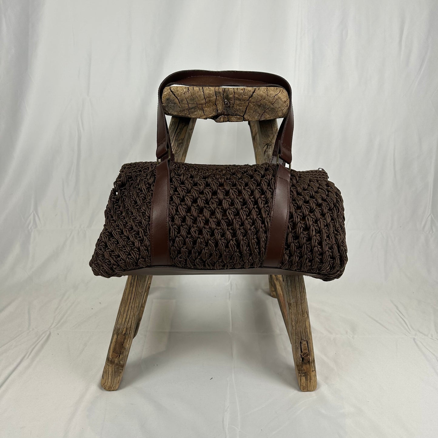 Vintage y2k style brown crochet shoulder bag