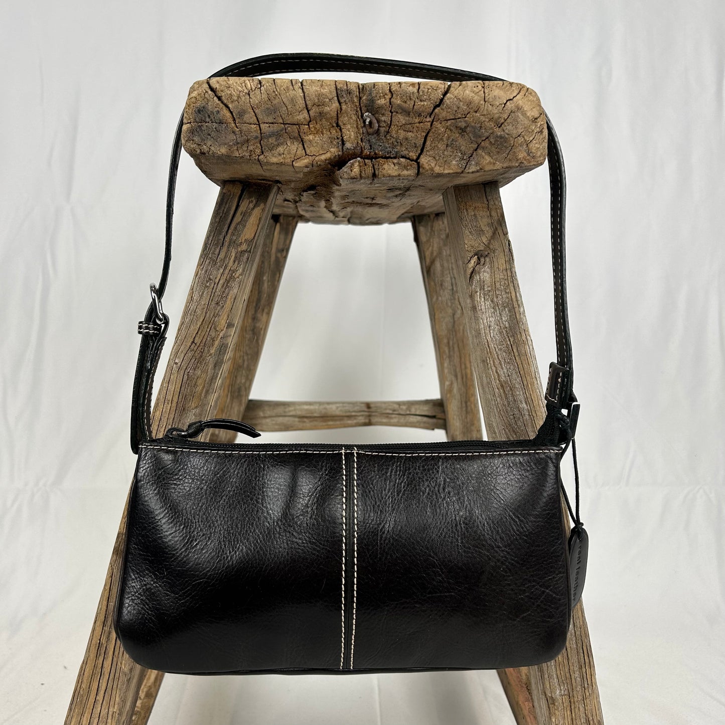 Vintage y2k style black leather shoulder bag