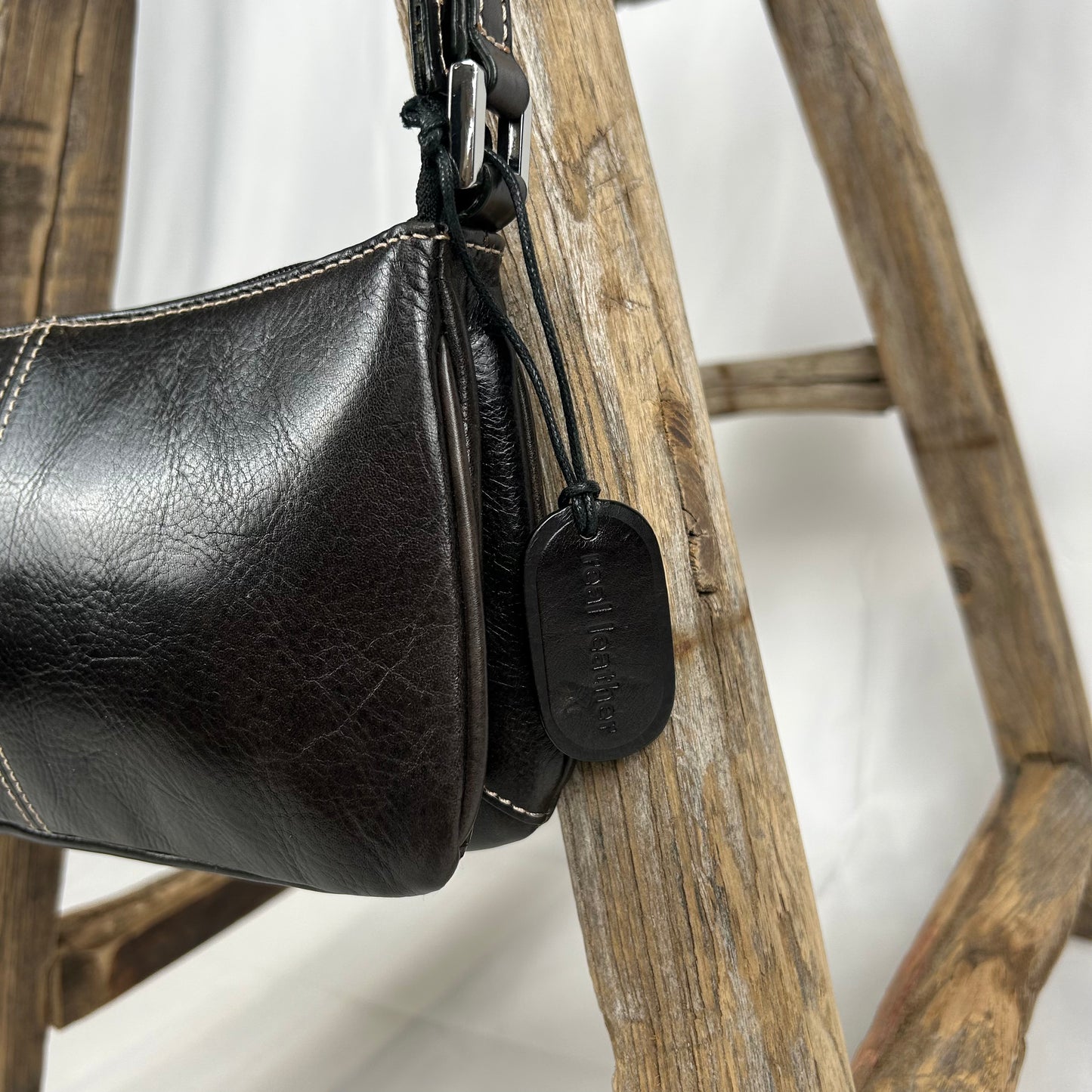 Vintage y2k style black leather shoulder bag