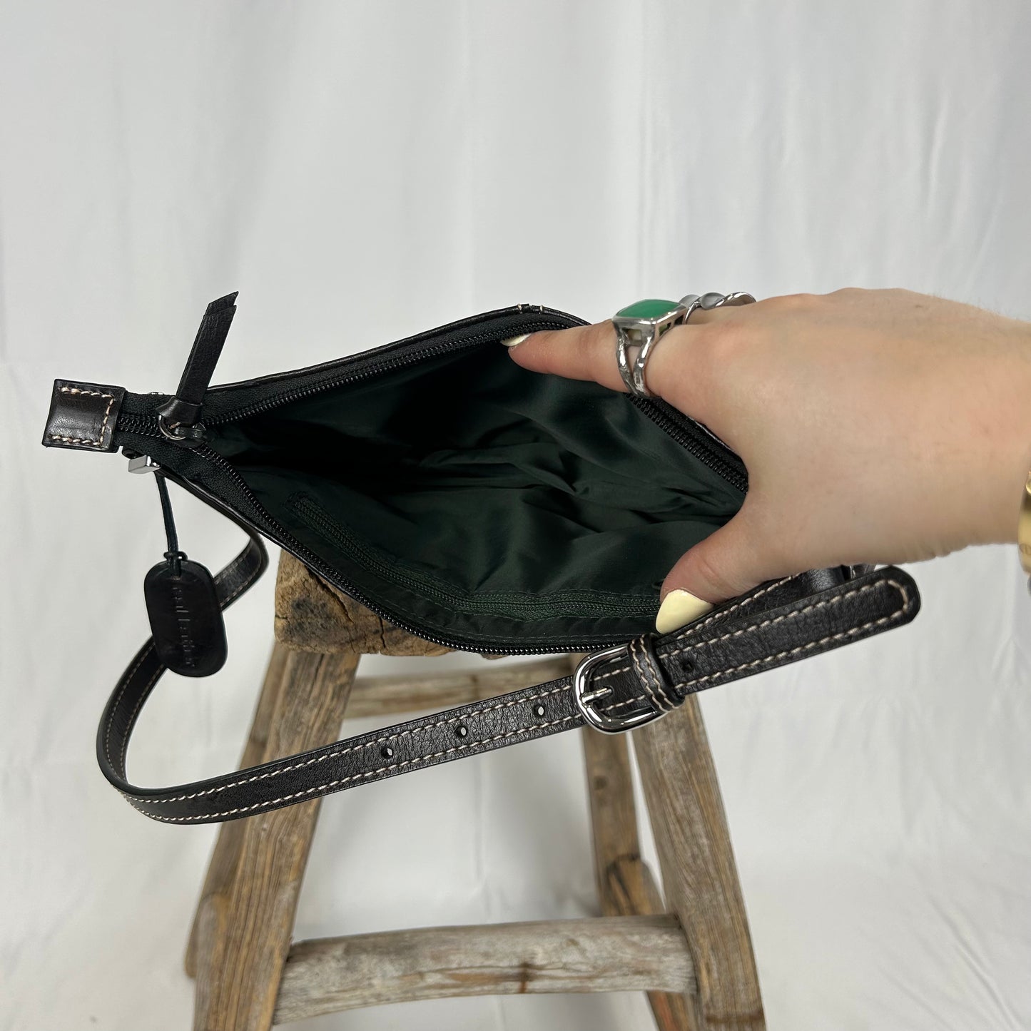 Vintage y2k style black leather shoulder bag