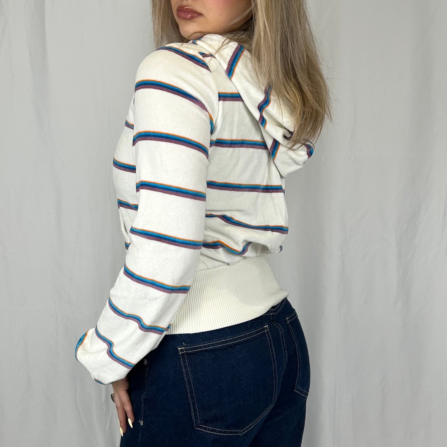 Vintage y2k style striped zip up hoodie