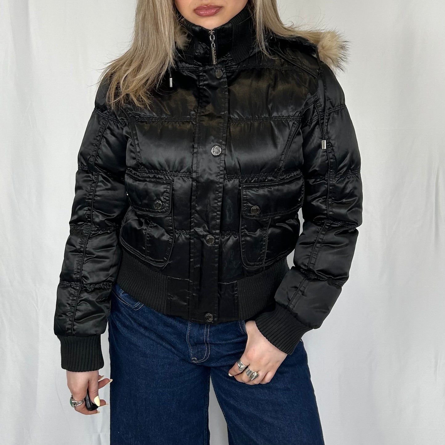 Vintage y2k style black puffer jacket
