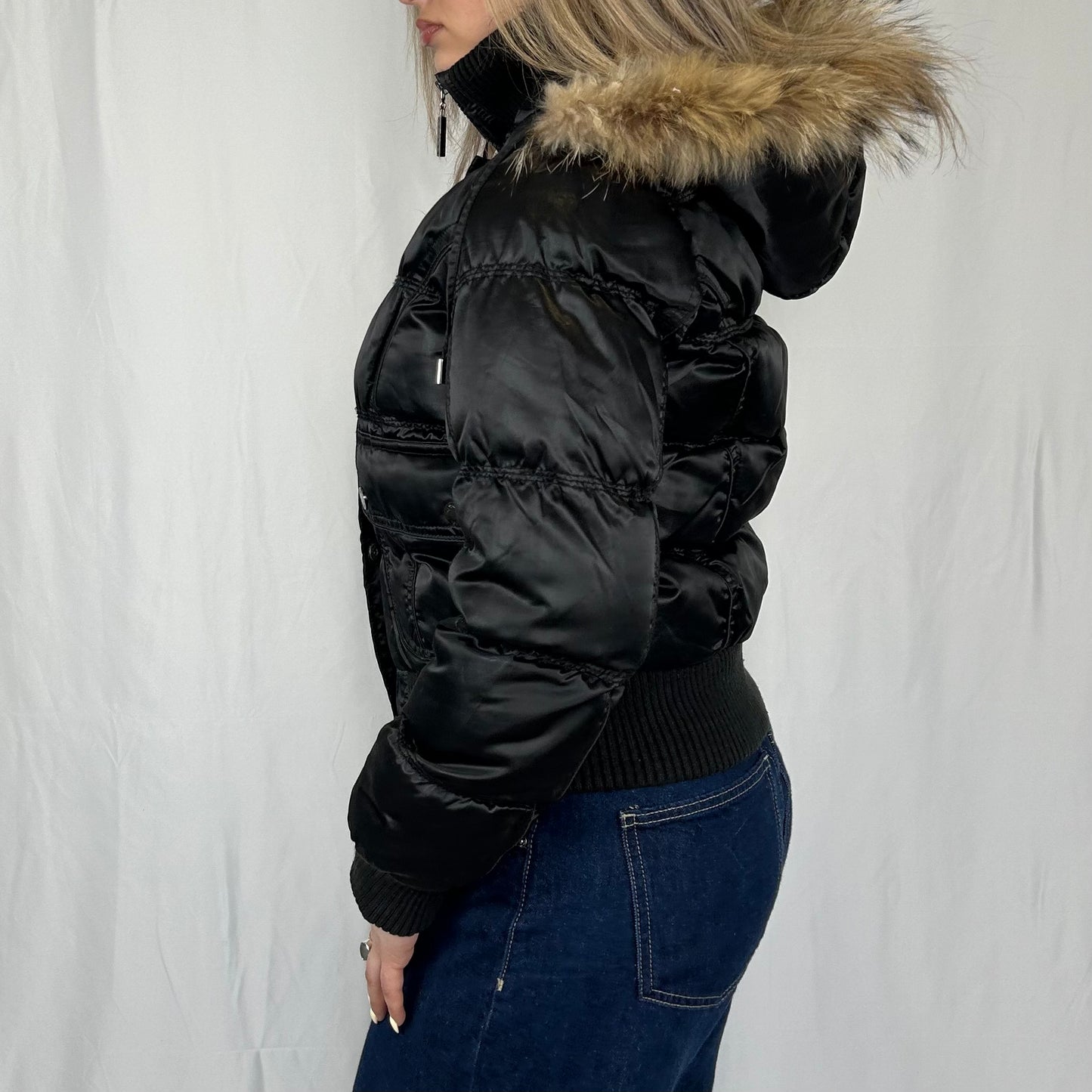 Vintage y2k style black puffer jacket