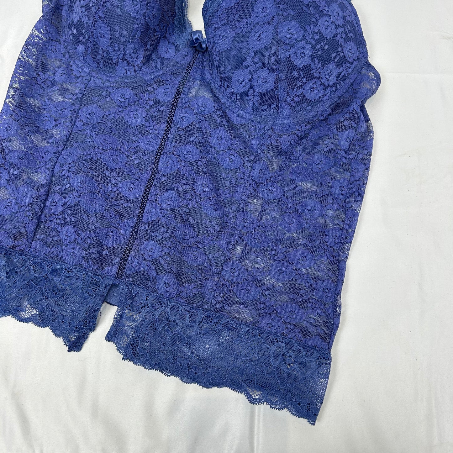 Vintage y2k style blue lace corset top