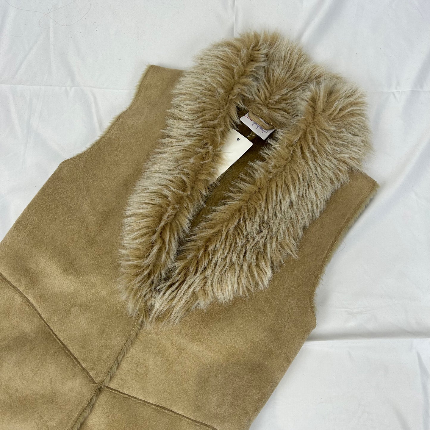 Vintage y2k style cream faux fur gilet