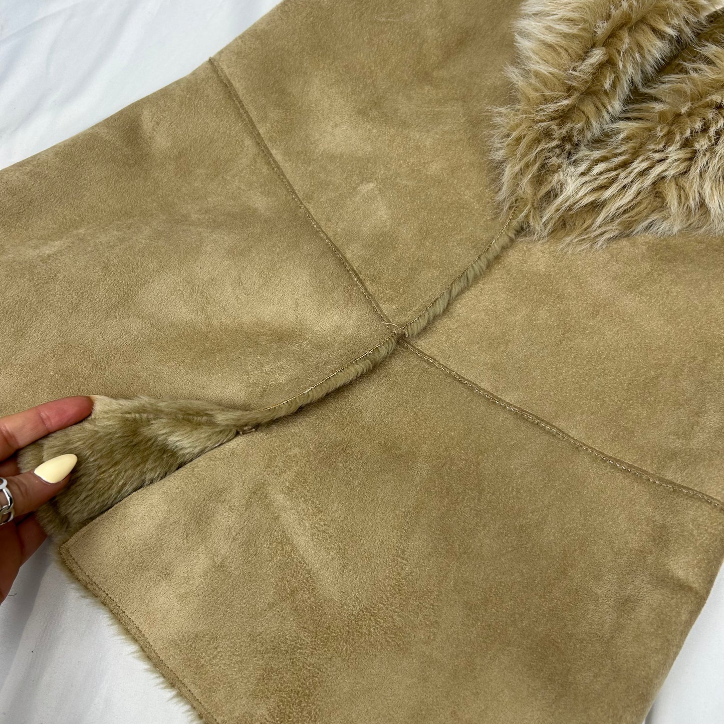 Vintage y2k style cream faux fur gilet