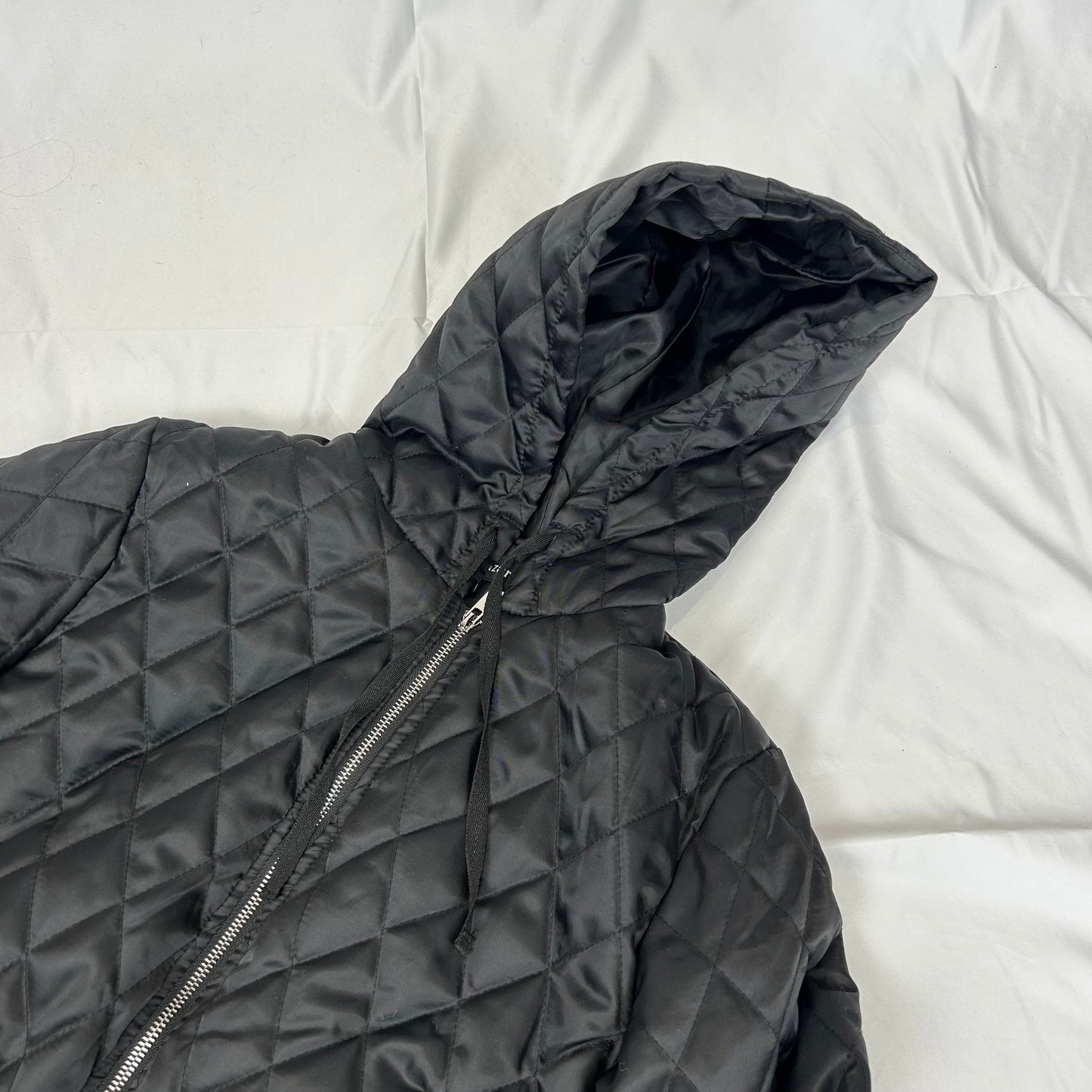 Vintage y2k style black quilted hooded jacket
