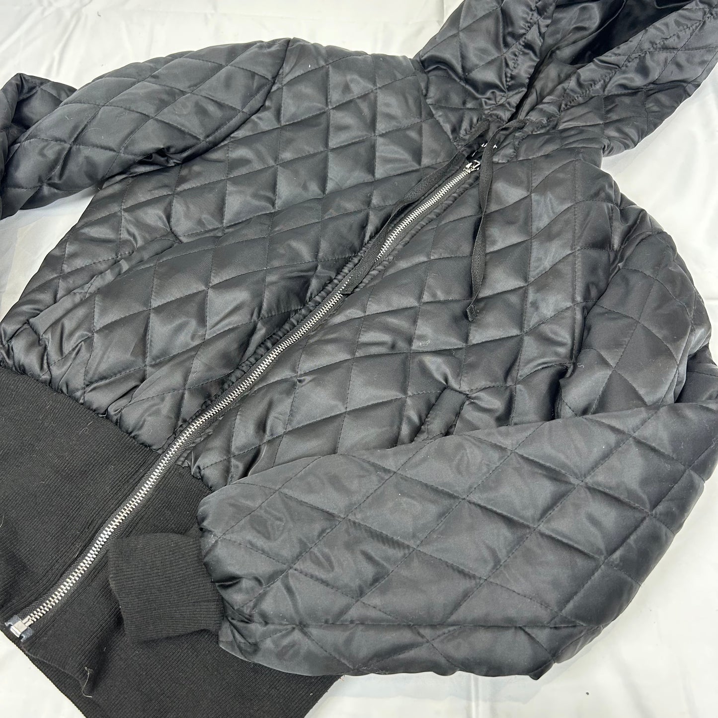 Vintage y2k style black quilted hooded jacket