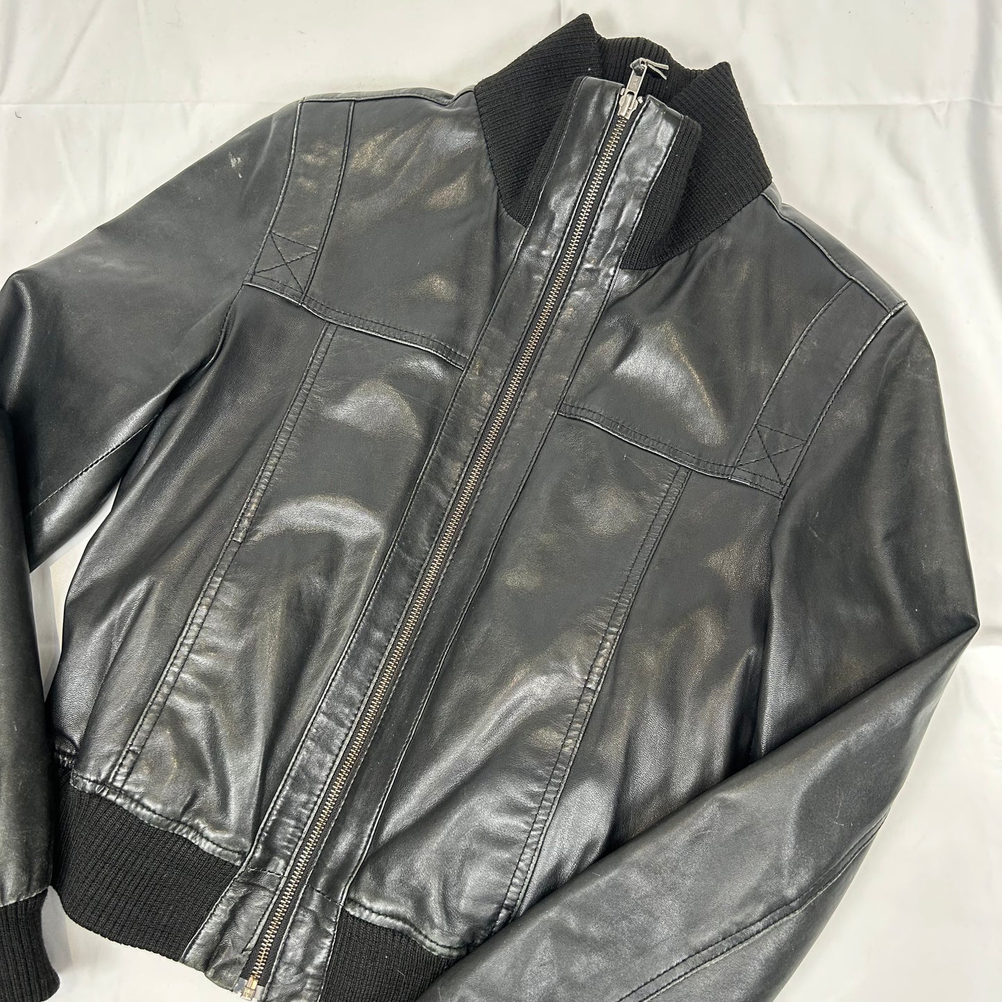 Vintage y2k style black leather jacket