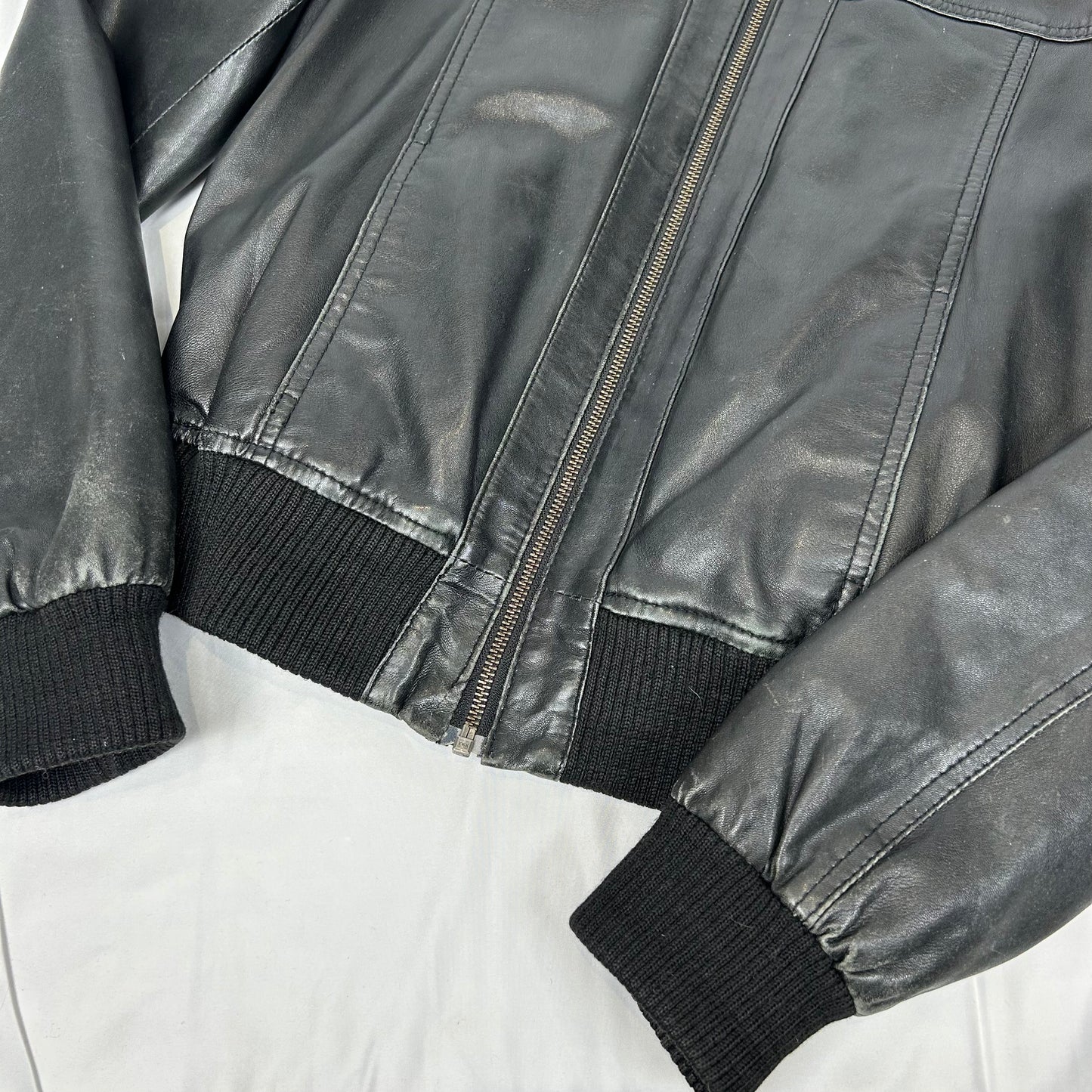 Vintage y2k style black leather jacket