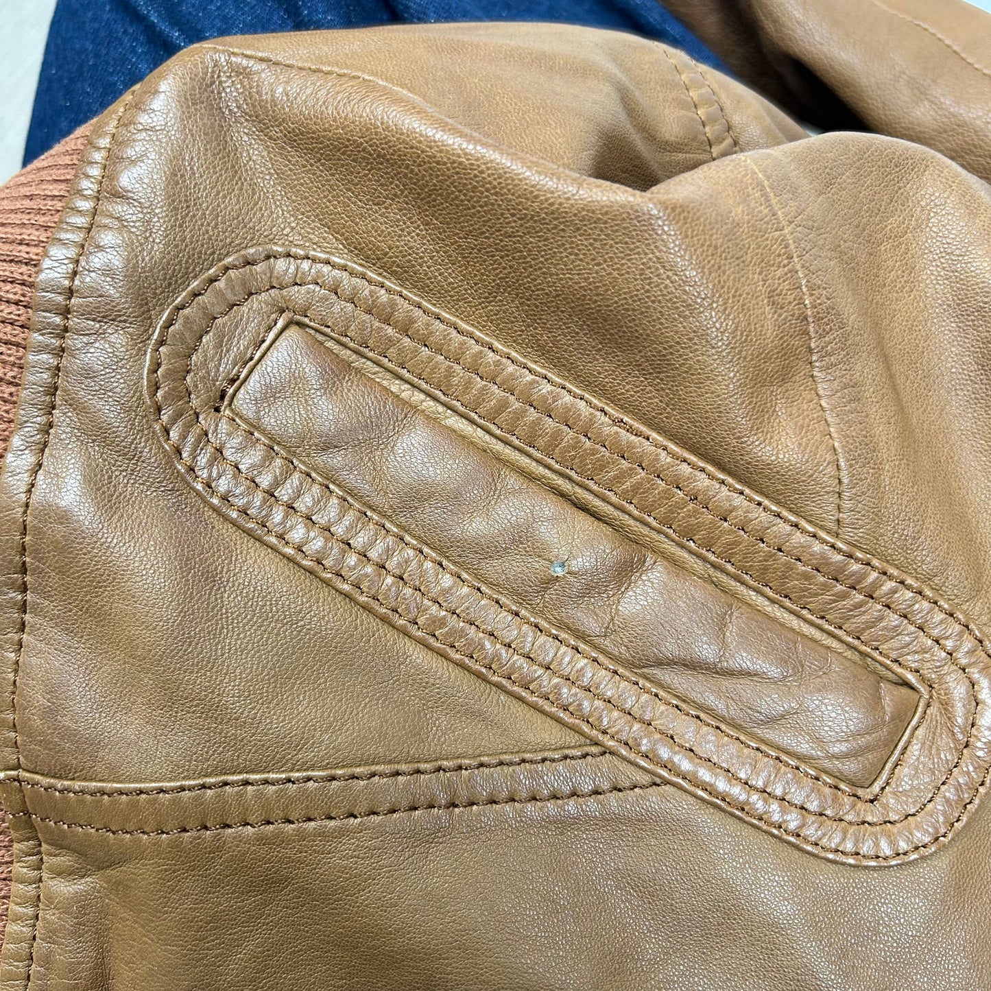 Vintage y2k style tan leather jacket