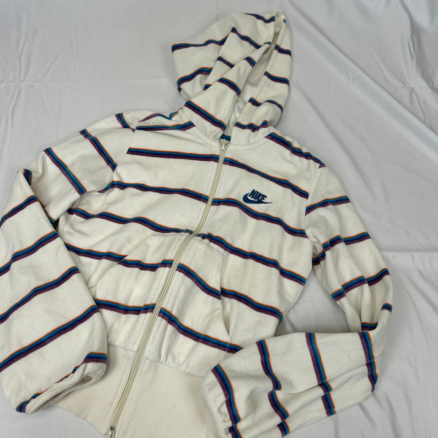 Vintage y2k style striped zip up hoodie