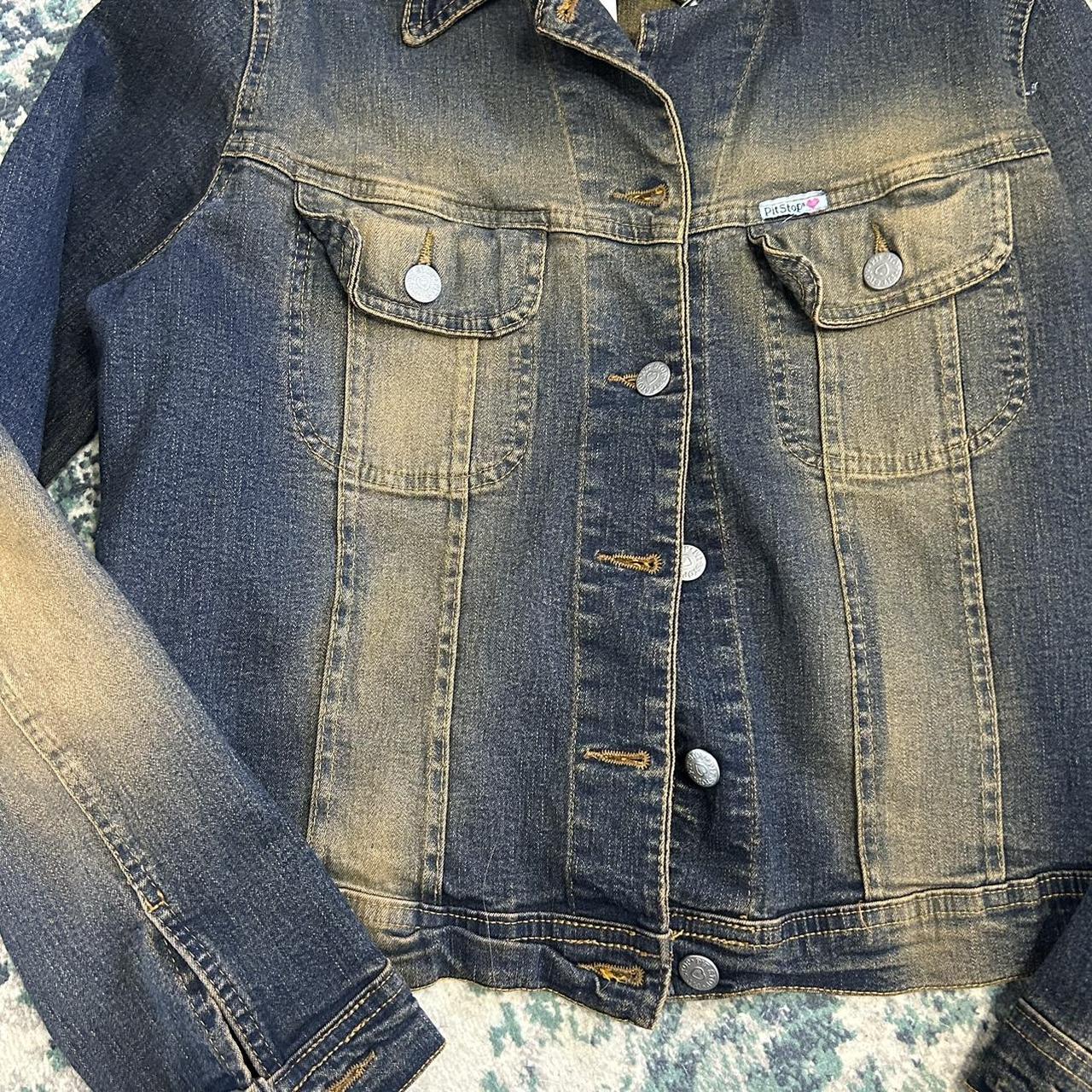 Vintage y2k style yellow tinted denim jacket